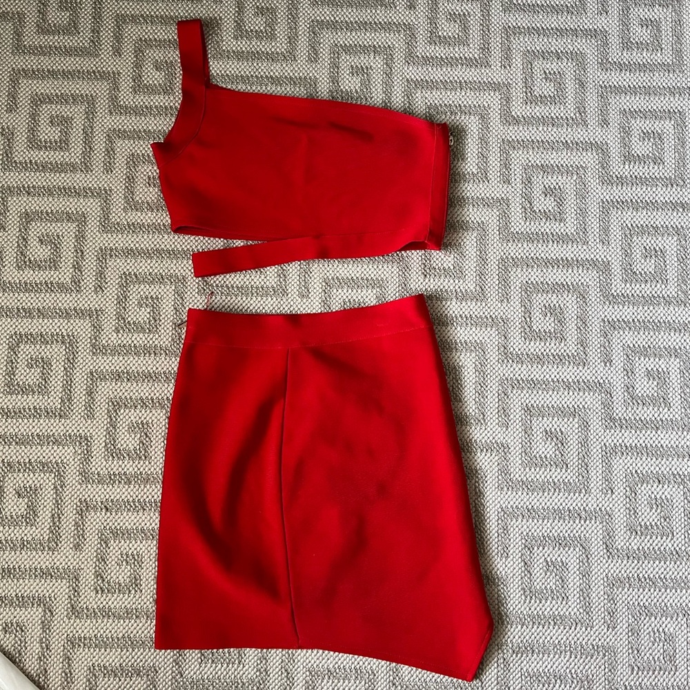 NBD X NAVEN Red top and skirt set